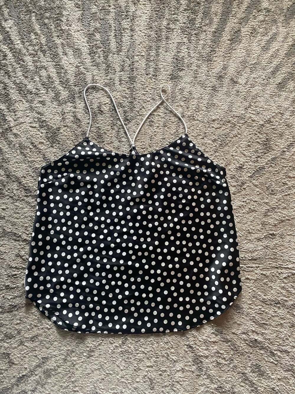 Victoria's Secret Satin Racerback Pajama Cami Top Size M Black Polka Dot